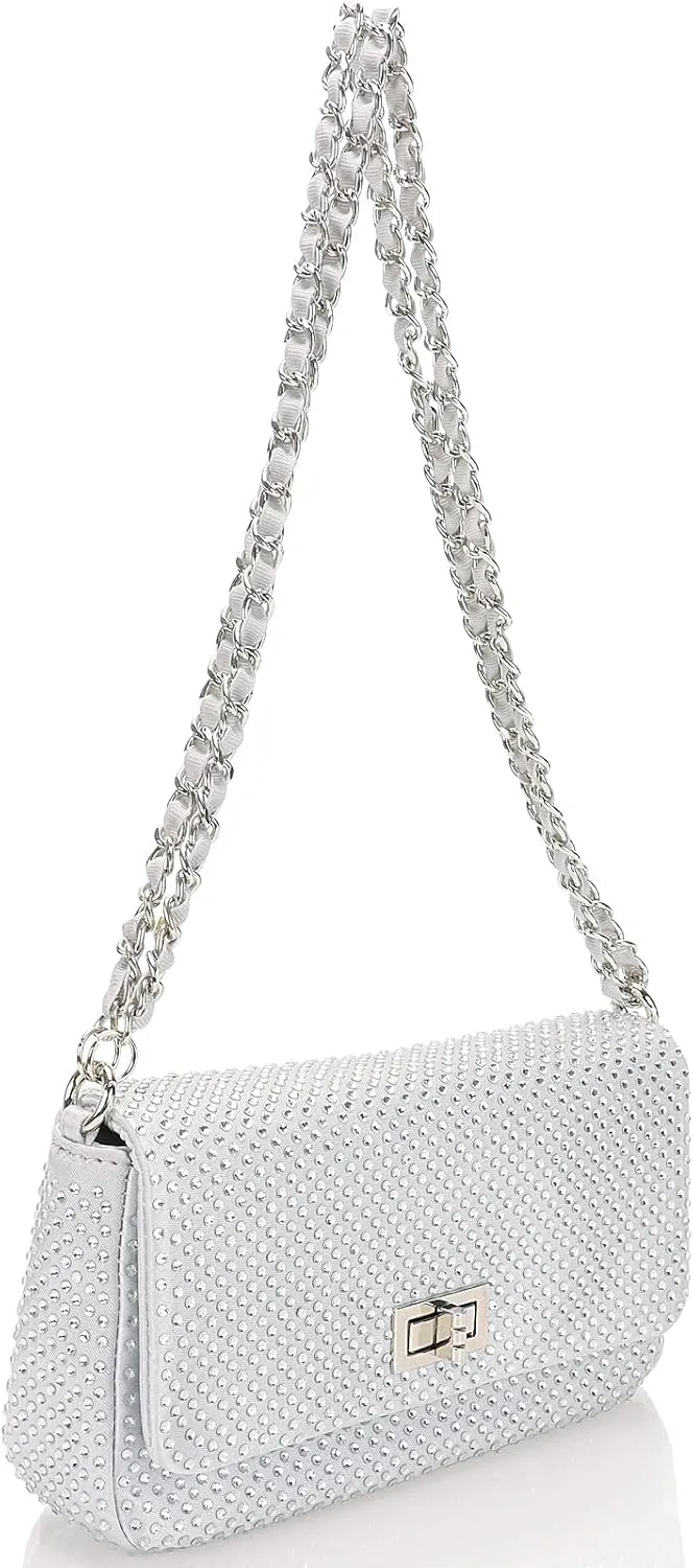 Dexmay Classic Flap Crystal Bag Small Evening Clutch Handbag Party Rhinestone Purse