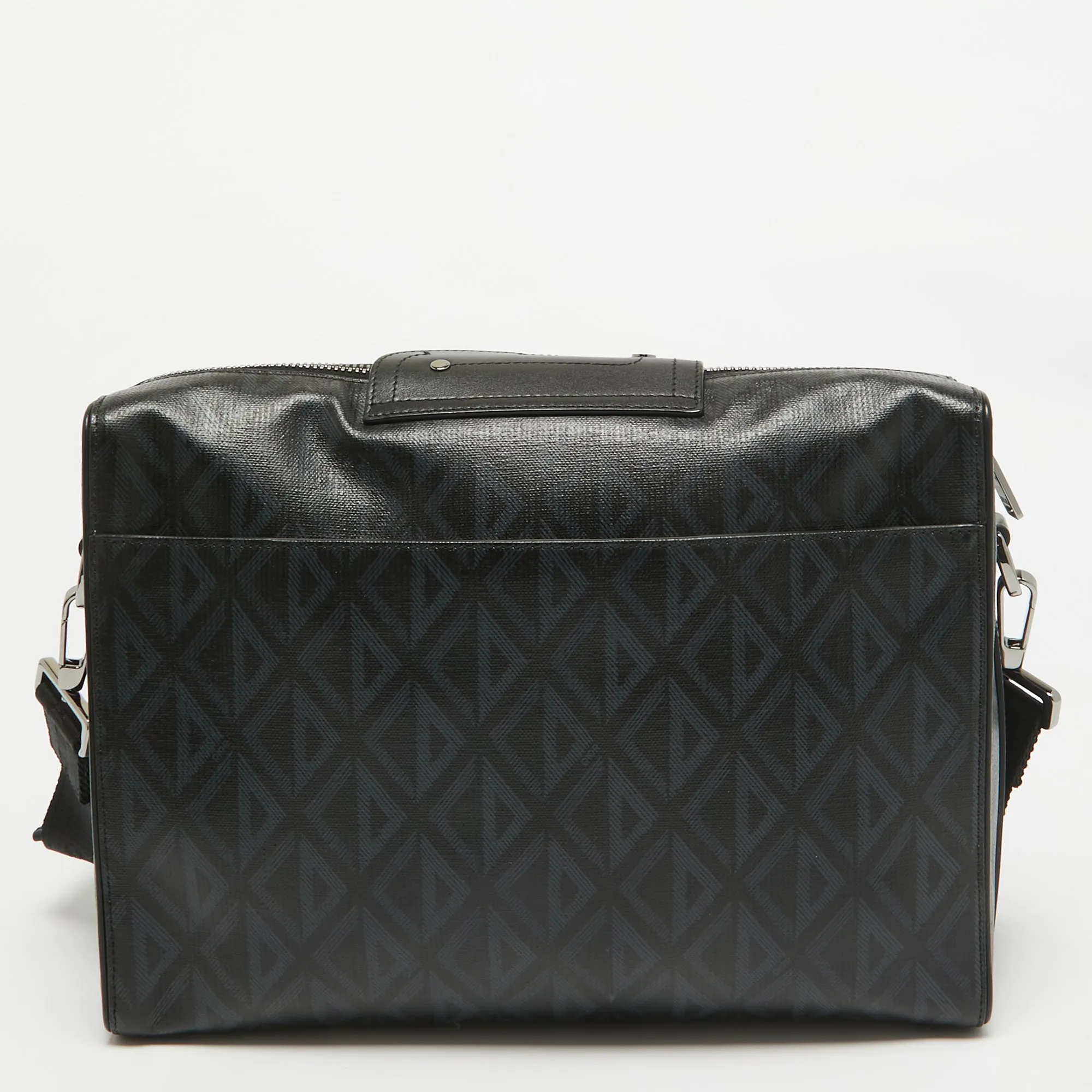 Dior Black Cd Diamond Print Coated Canvas And Leather Lingot Messenger Bag