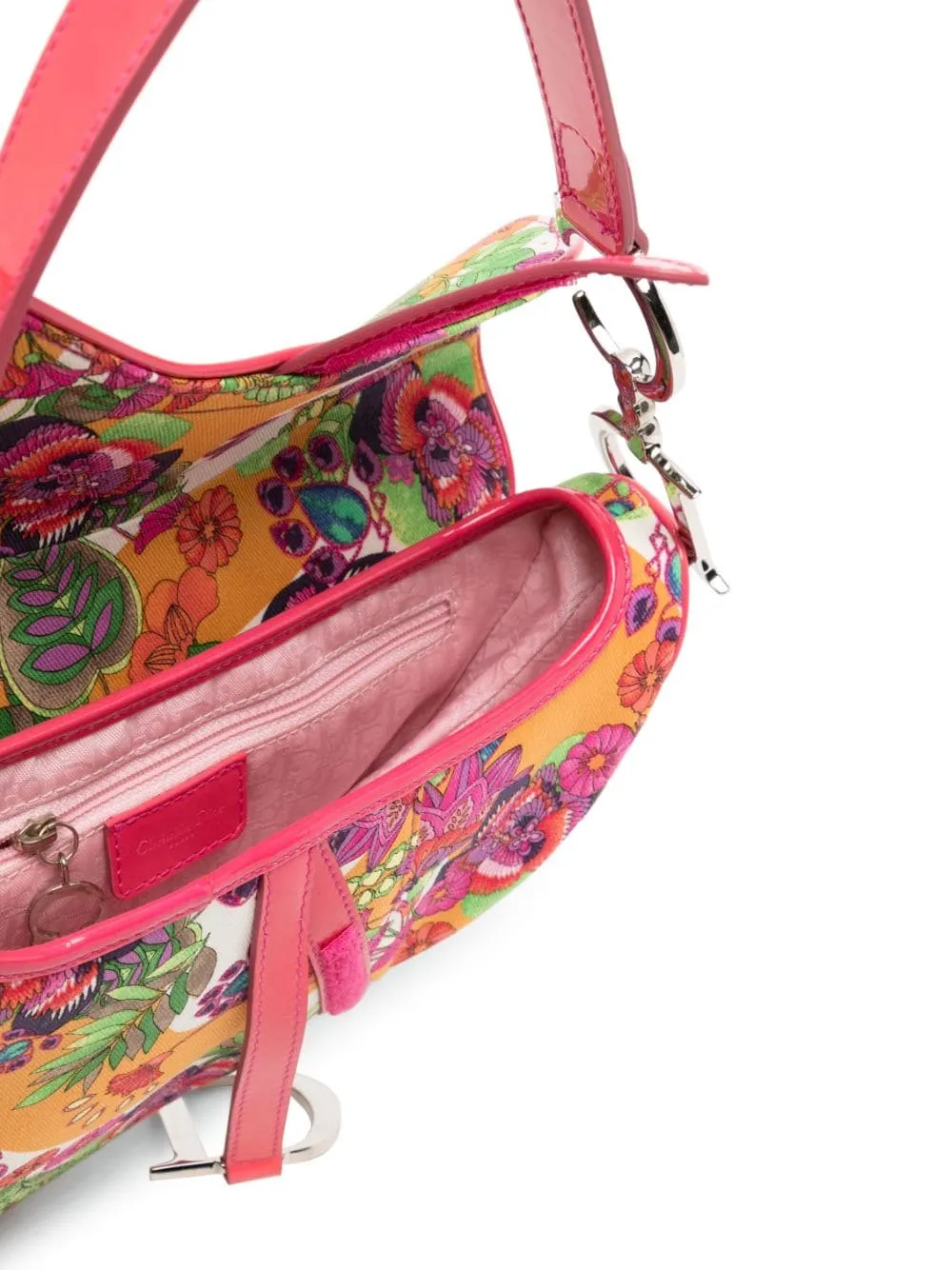 Dior Saddle Bag Pink Flowers