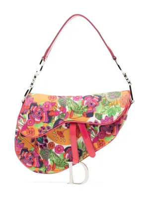 Dior Saddle Bag Pink Flowers