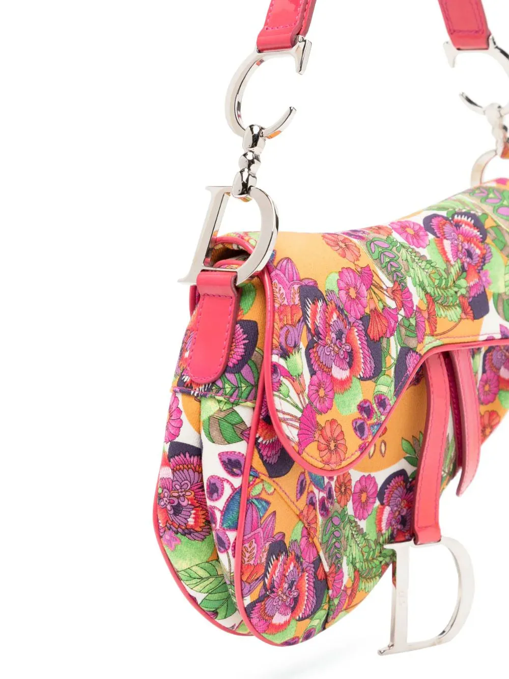 Dior Saddle Bag Pink Flowers