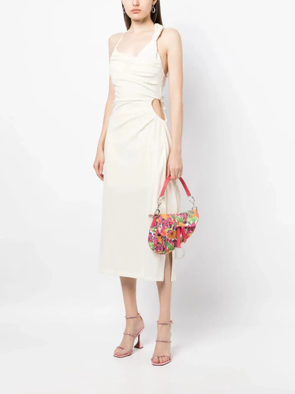 Dior Saddle Bag Pink Flowers