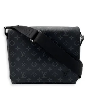 District PM Black Messenger in Monogram Coated Canvas, Silver hardware