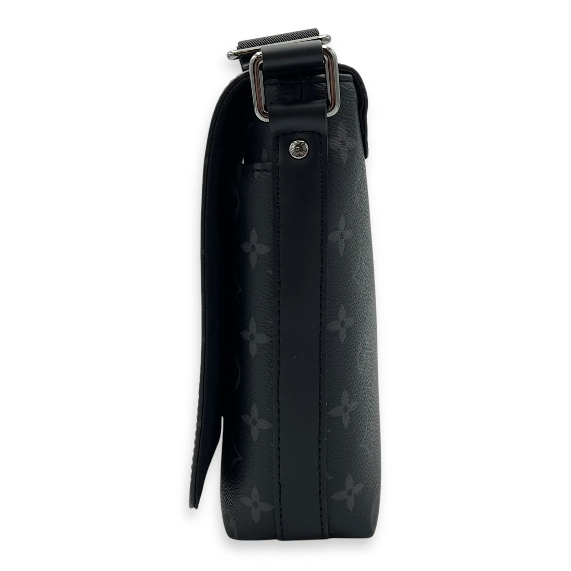 District PM Black Messenger in Monogram Coated Canvas, Silver hardware