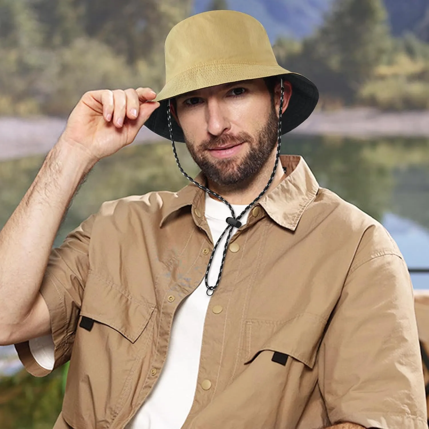 DOCILA Waterproof Bucket Hats for Men Plain Color Outdoor Fisherman Sun Caps