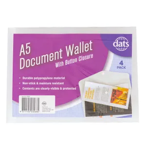 Document Wallets with Button Closure - A5