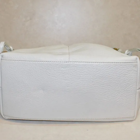Dooney & Bourke Purse: White Leather Dillen Medium Hobo Bag