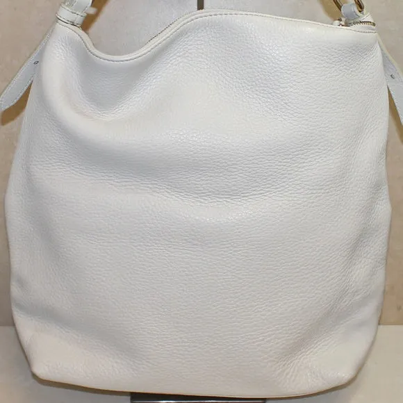 Dooney & Bourke Purse: White Leather Dillen Medium Hobo Bag