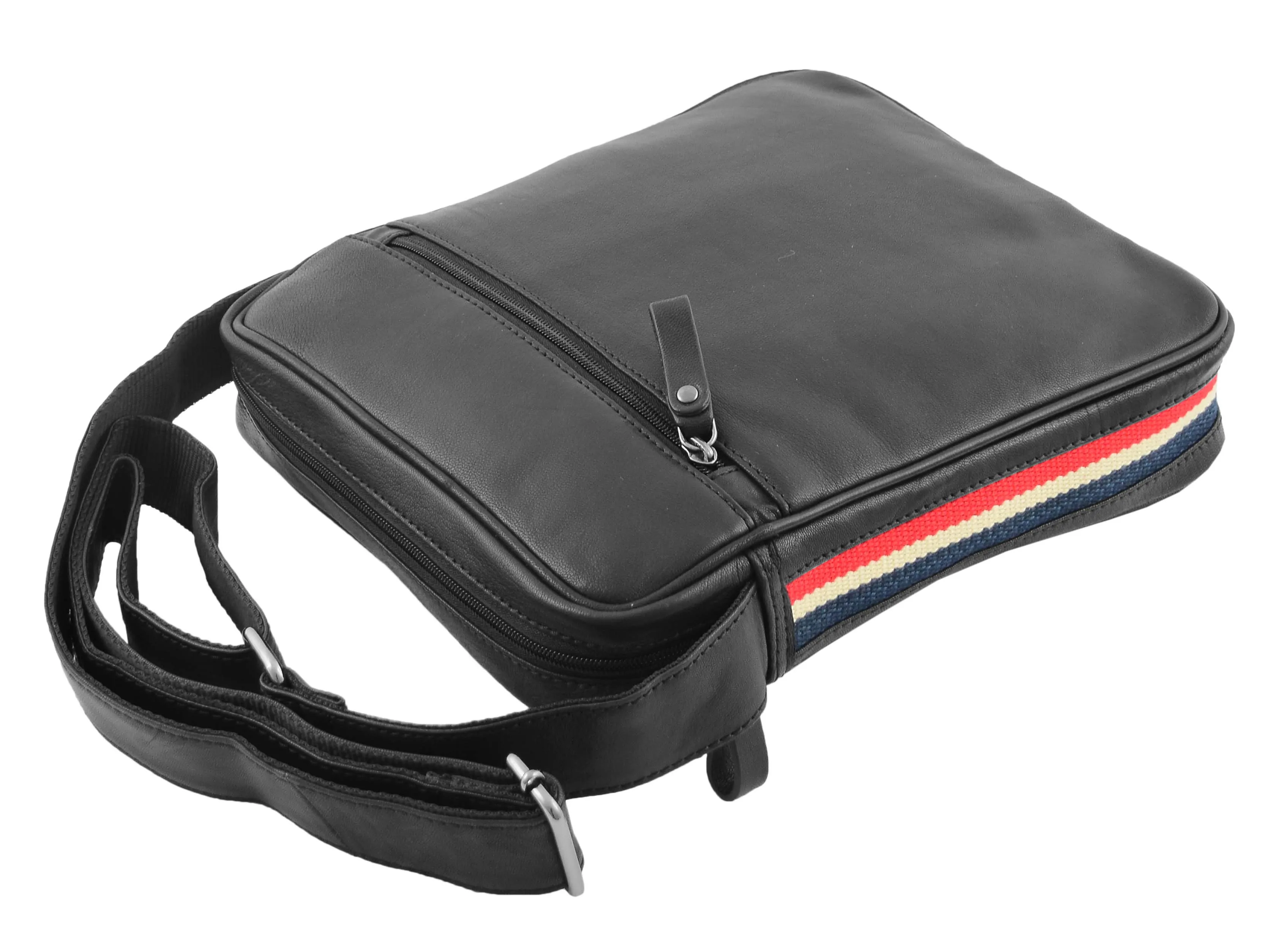 DR337 Men's Leather Cross Body Travel Flight Bag Black