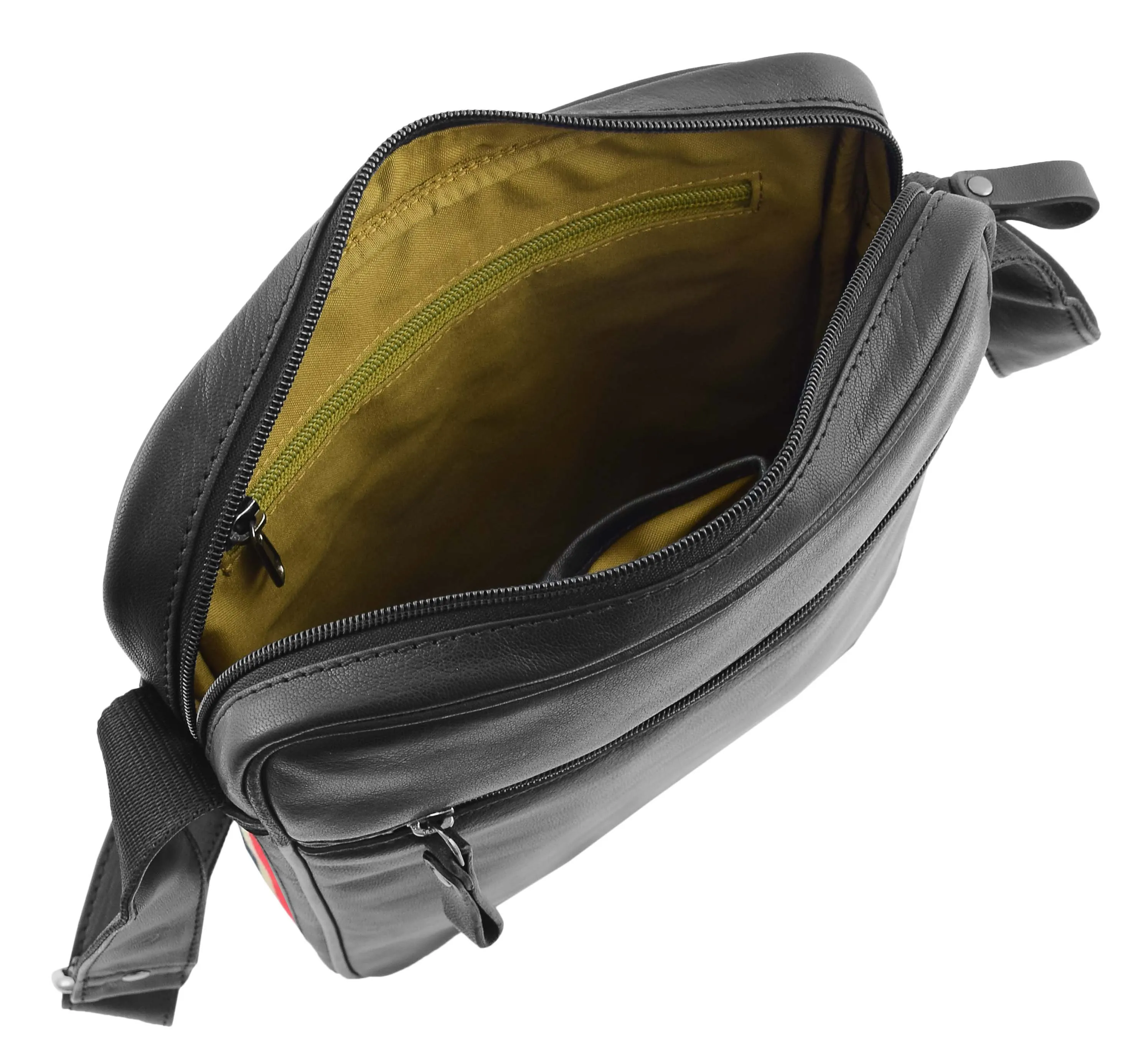 DR337 Men's Leather Cross Body Travel Flight Bag Black