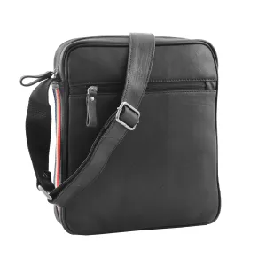 DR337 Men's Leather Cross Body Travel Flight Bag Black