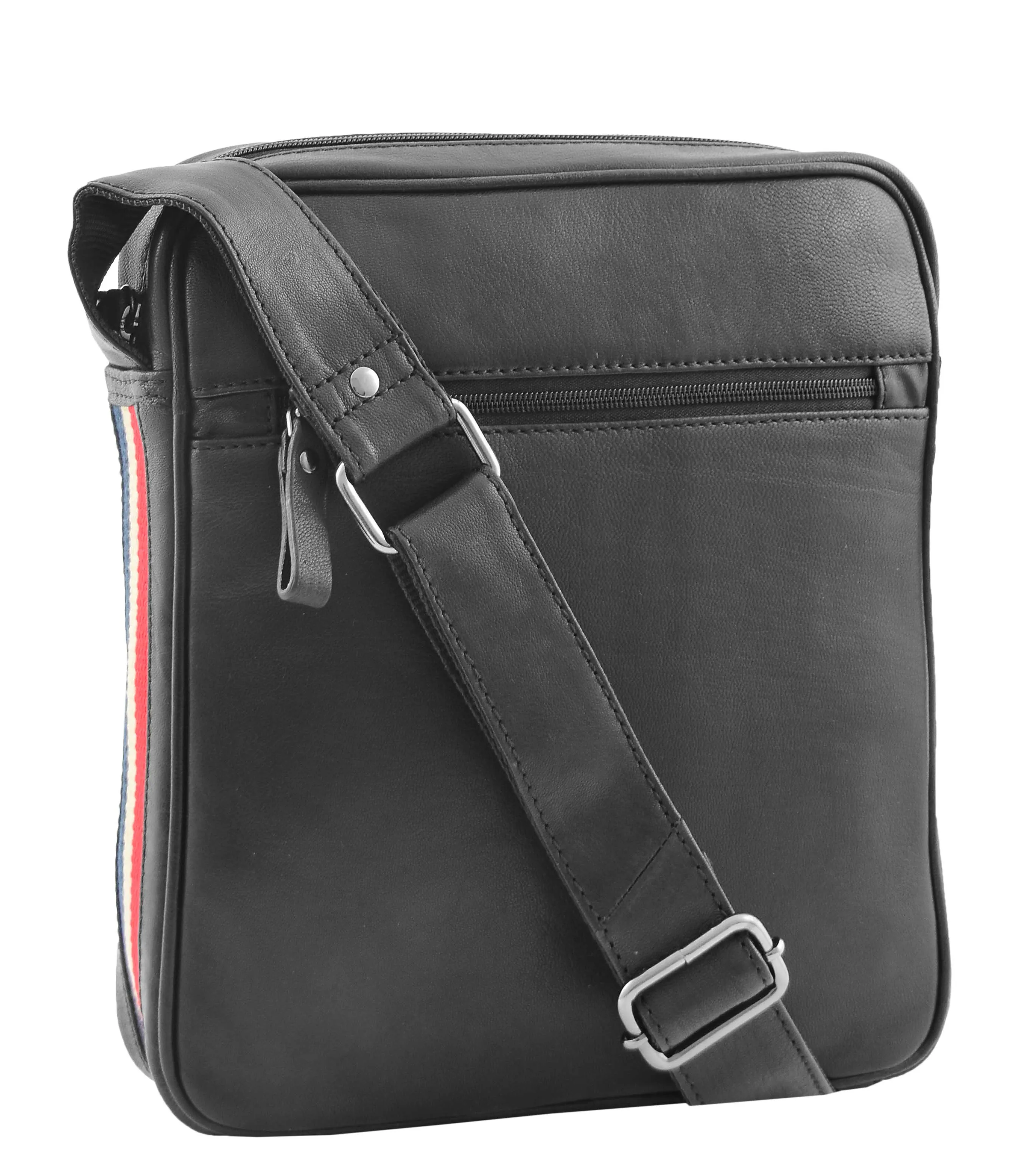 DR337 Men's Leather Cross Body Travel Flight Bag Black