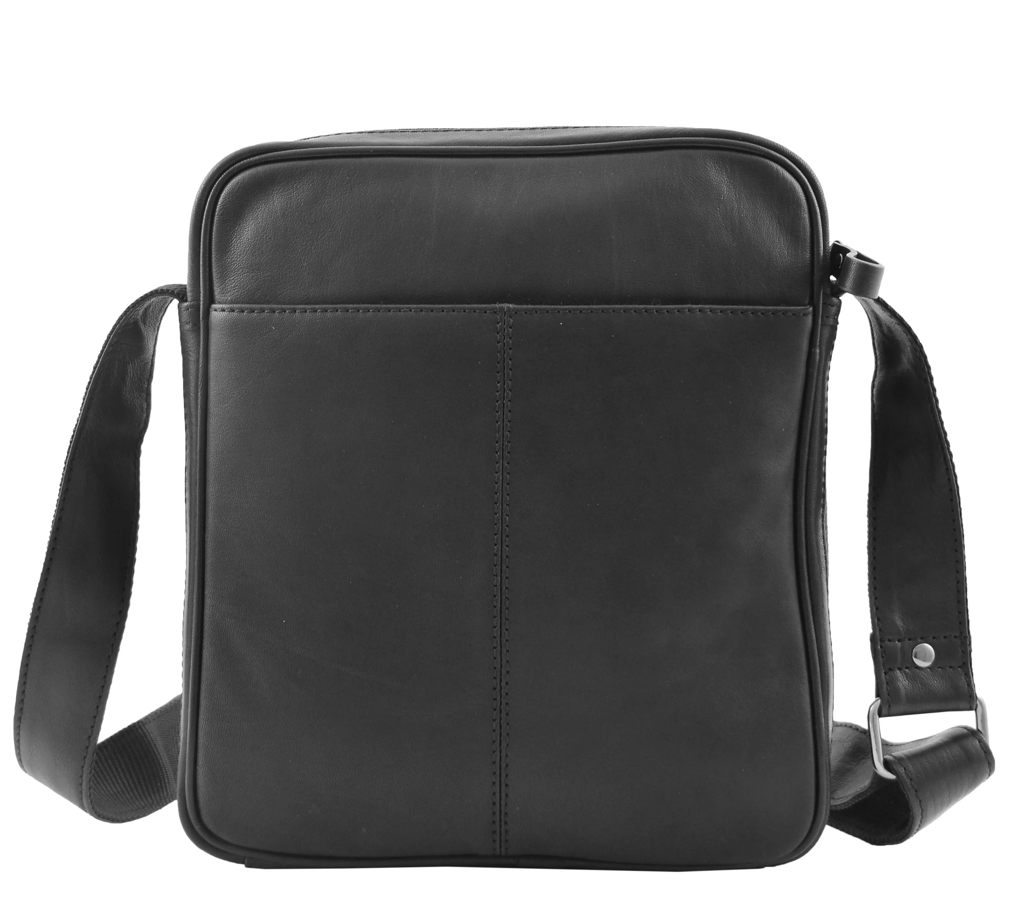 DR337 Men's Leather Cross Body Travel Flight Bag Black