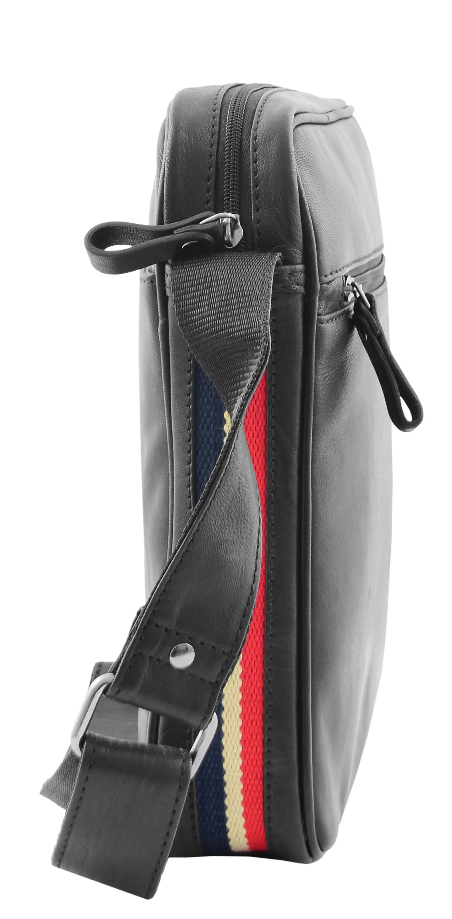 DR337 Men's Leather Cross Body Travel Flight Bag Black