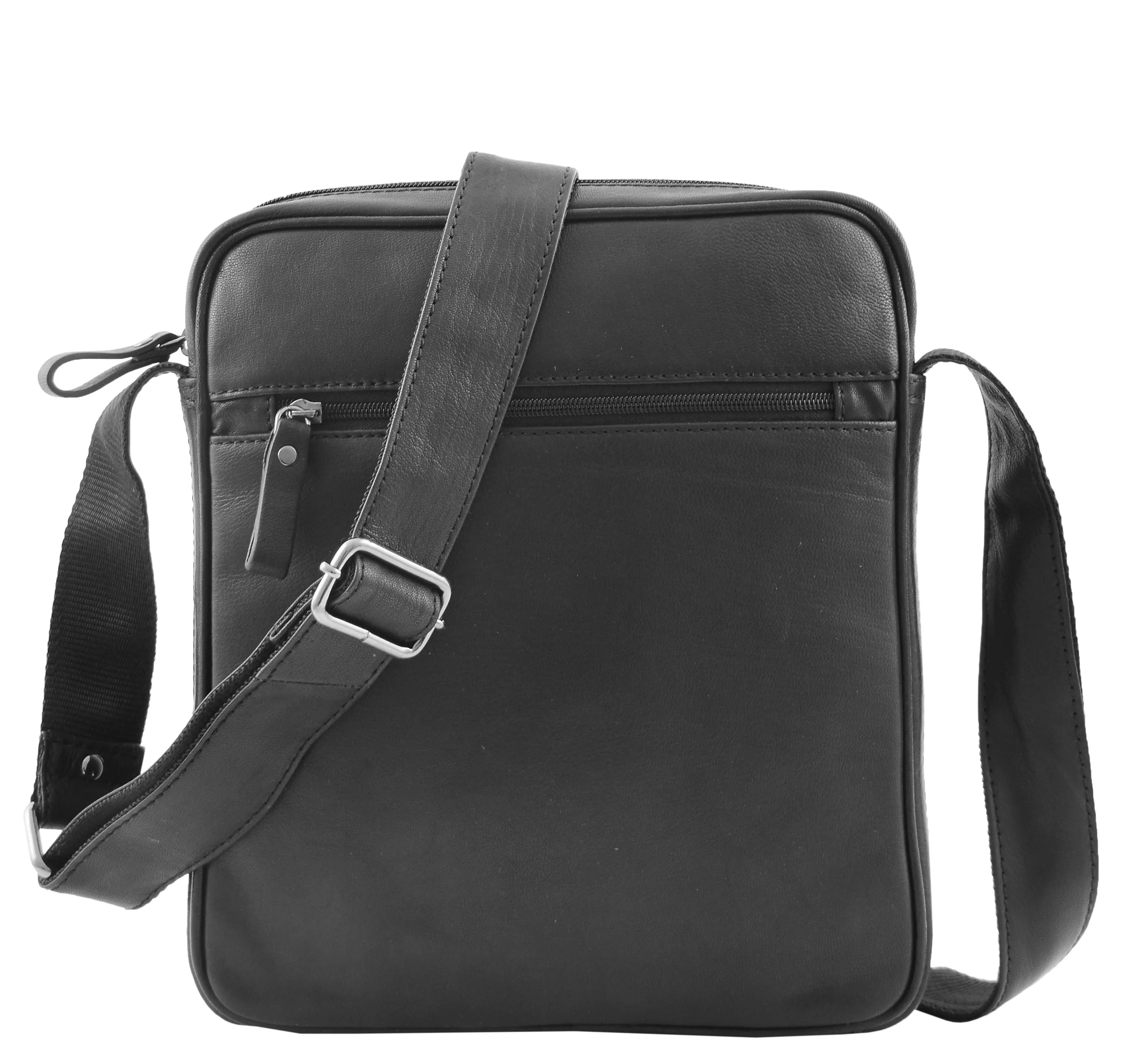 DR337 Men's Leather Cross Body Travel Flight Bag Black