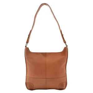 DR342 Women's Real Leather Hobo Shoulder Handbag Cognac