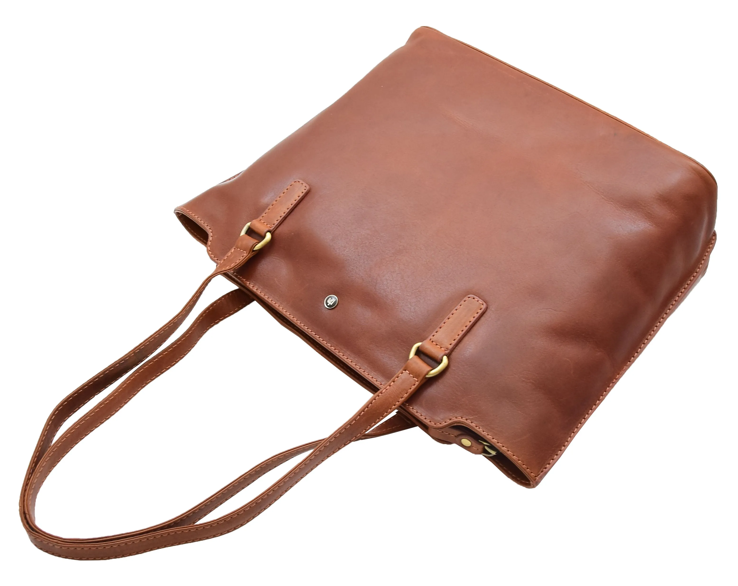 DR357 Women's Large Casual Real Leather Shoulder Handbag Chestnut