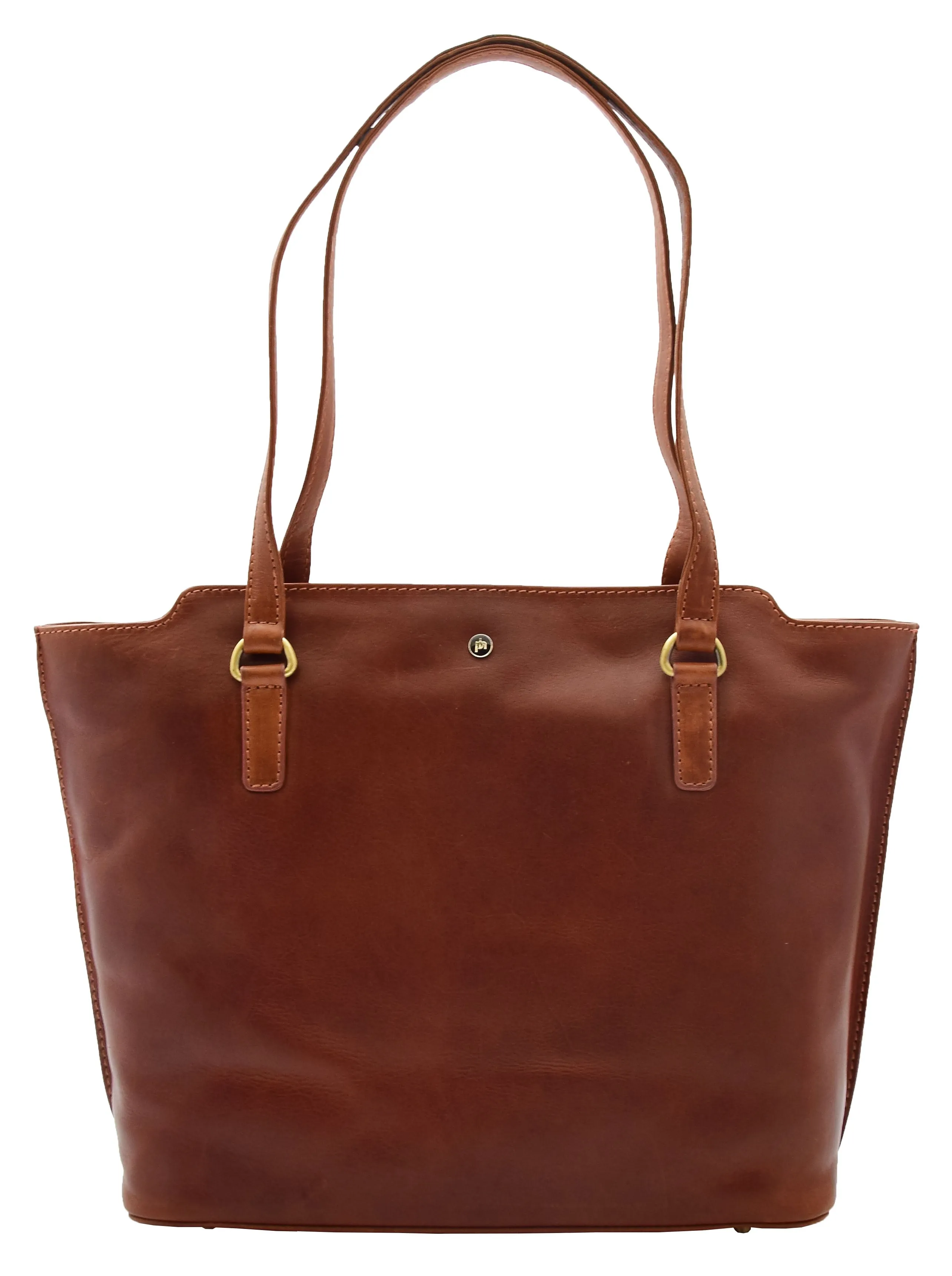 DR357 Women's Large Casual Real Leather Shoulder Handbag Chestnut
