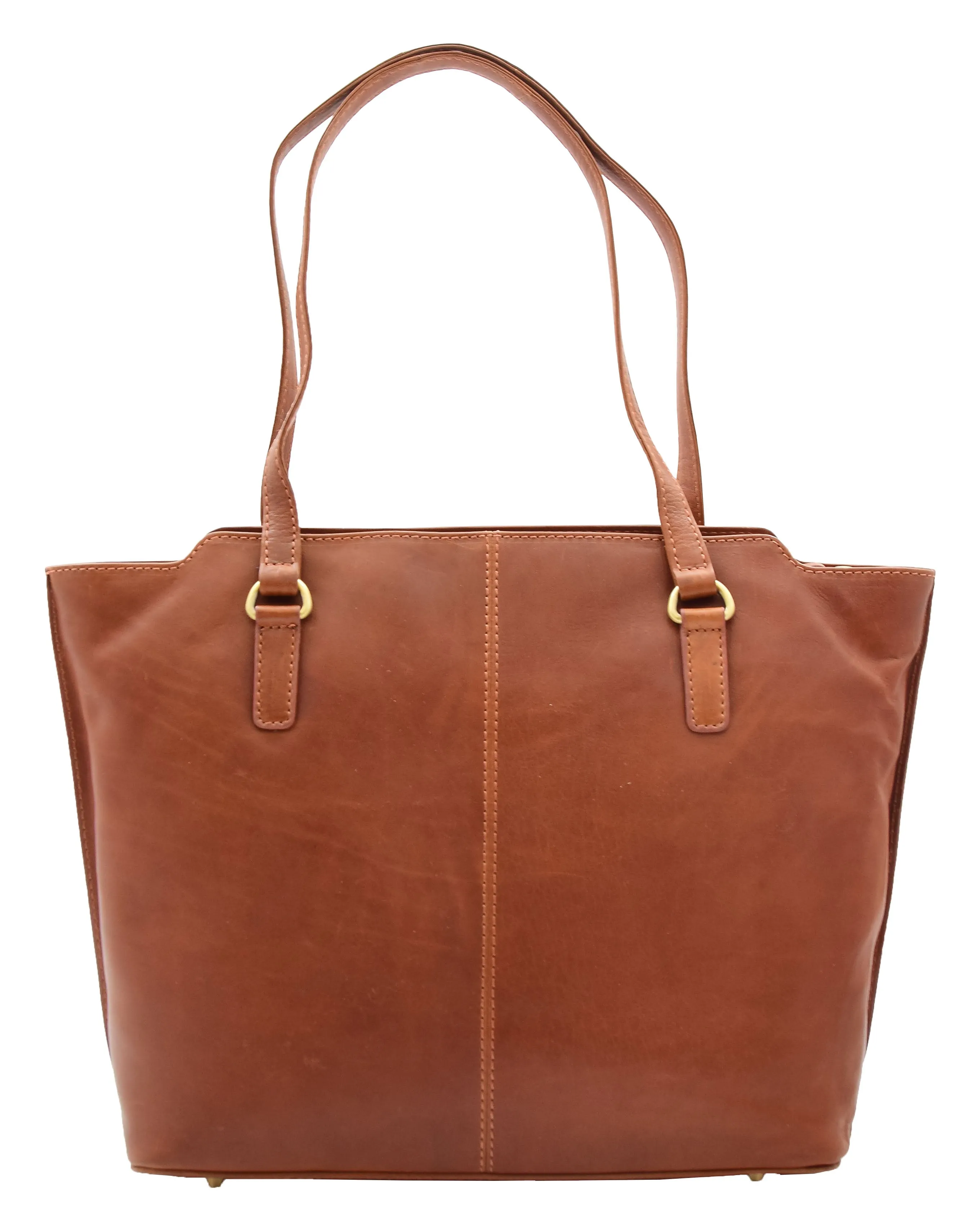 DR357 Women's Large Casual Real Leather Shoulder Handbag Chestnut