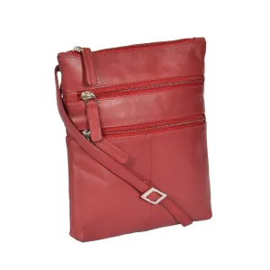 DR368 Women's Leather Small Cross Body Travel Bag Red