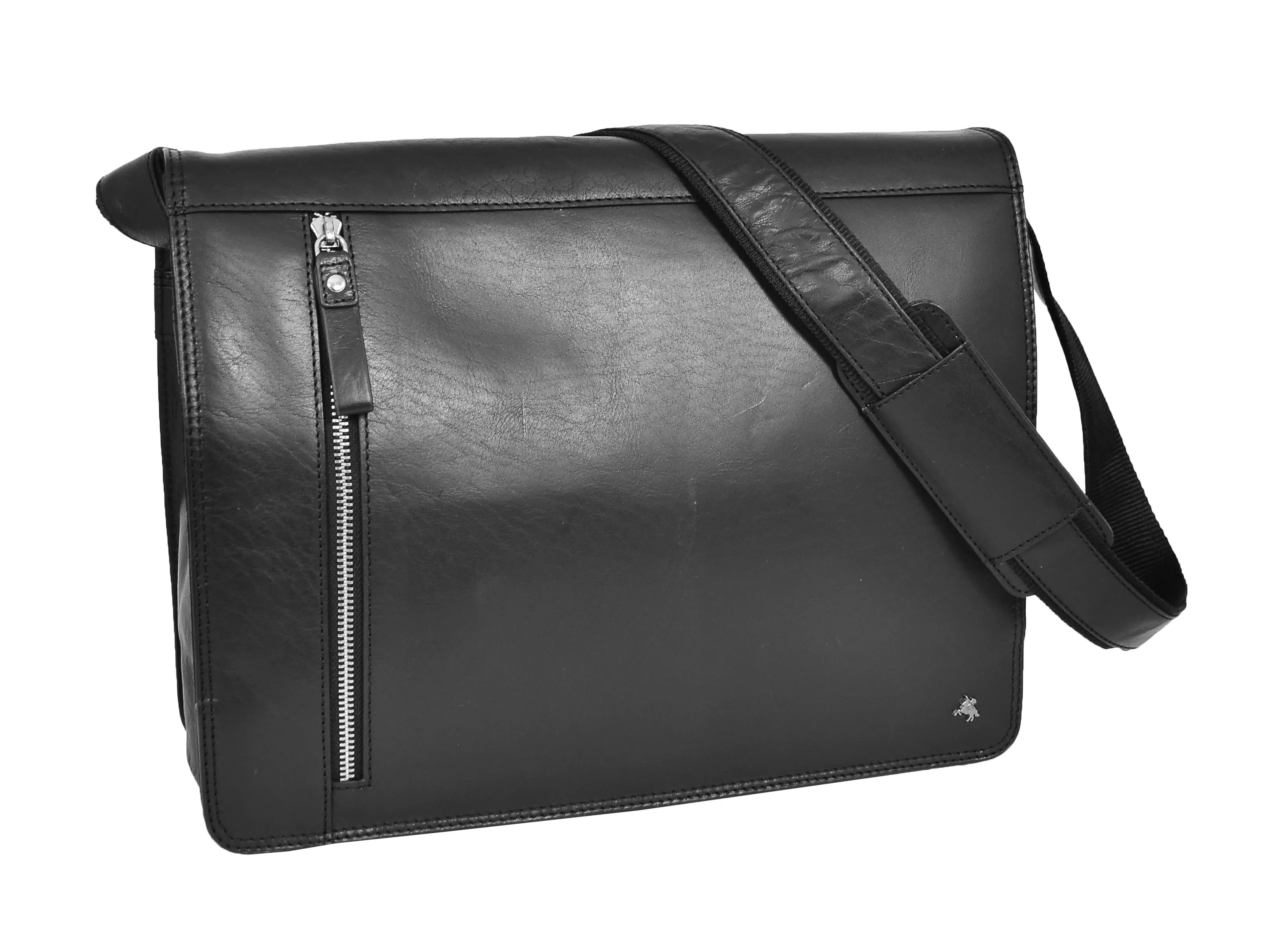 DR384 Men's Leather Cross Body Satchel Bag Black