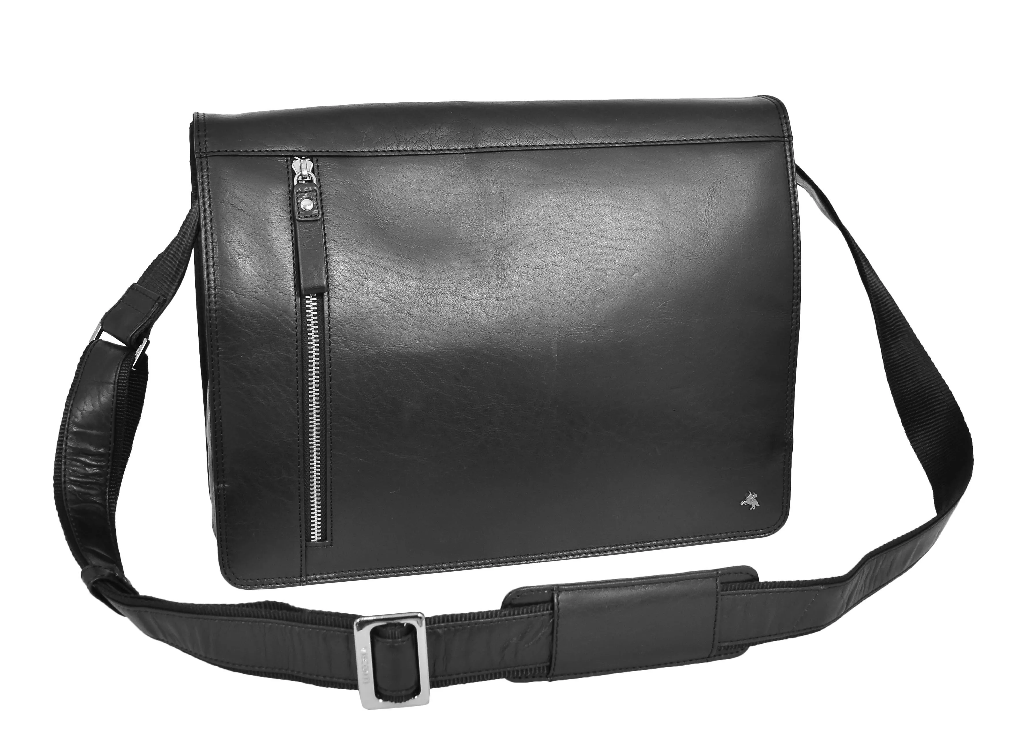 DR384 Men's Leather Cross Body Satchel Bag Black