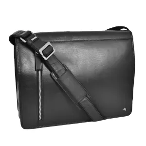 DR384 Men's Leather Cross Body Satchel Bag Black