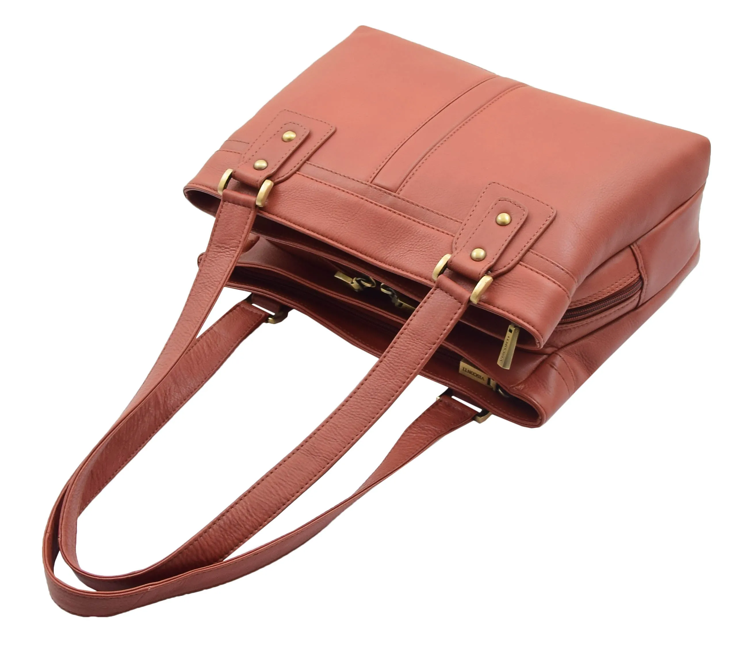 DR385 Women's Leather Mid Size Shopper Handbag Brown