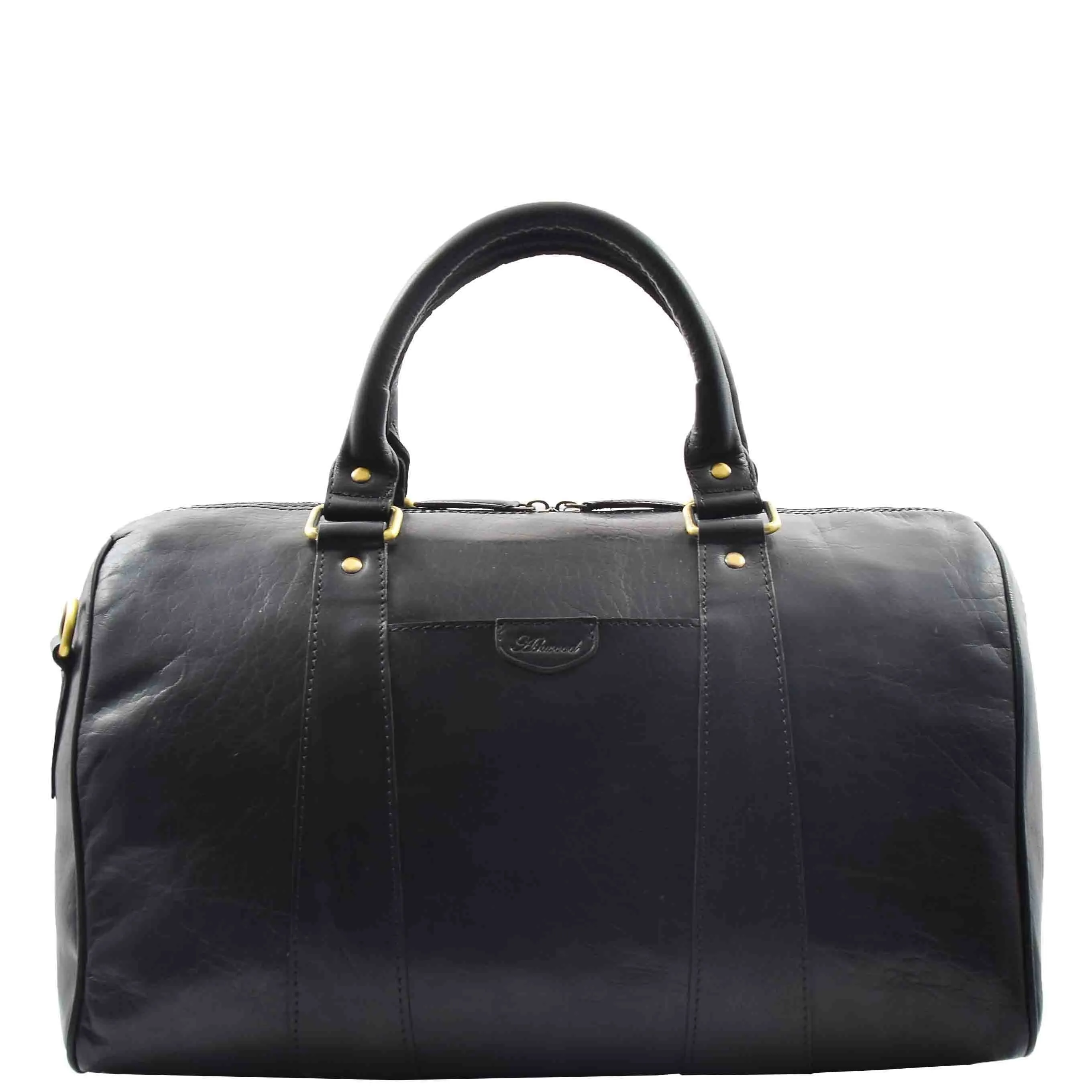 DR556 Real Leather Two Tone Classic Weekend Bag Black