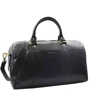 DR556 Real Leather Two Tone Classic Weekend Bag Black