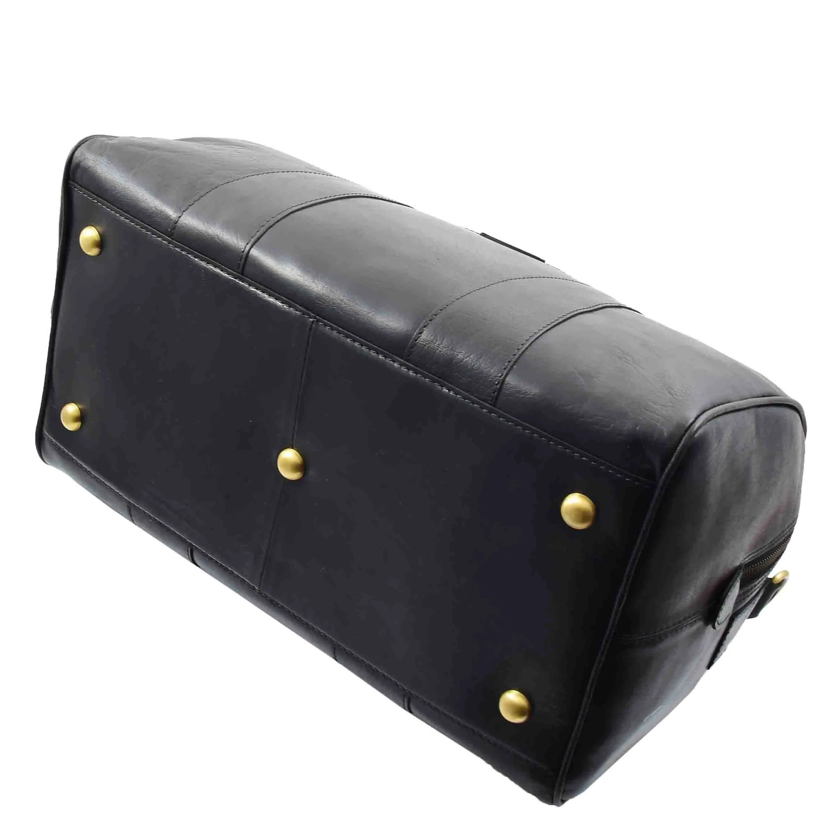 DR556 Real Leather Two Tone Classic Weekend Bag Black