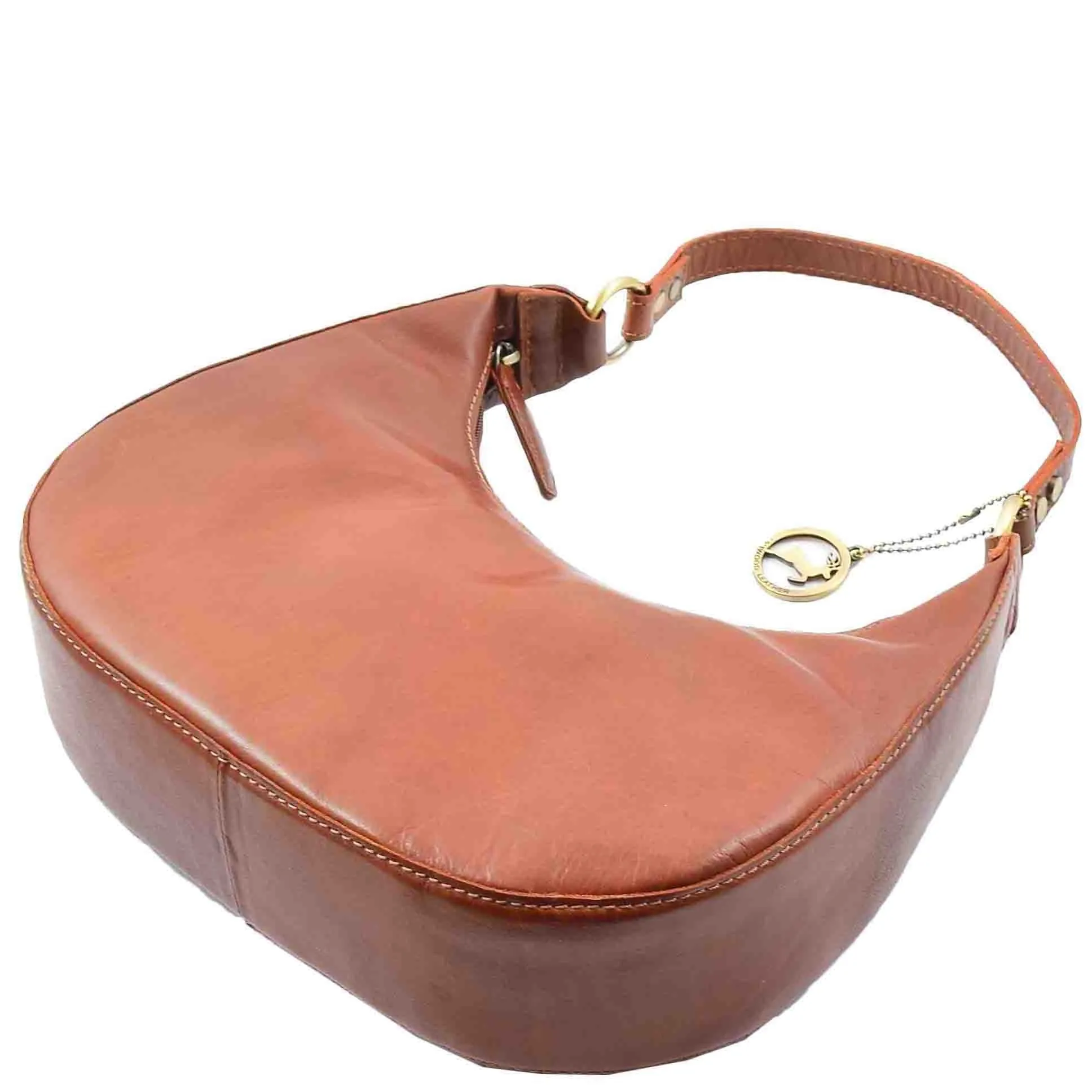 DR557 Women's Real Leather Classic Shoulder Hobo Bag Chestnut