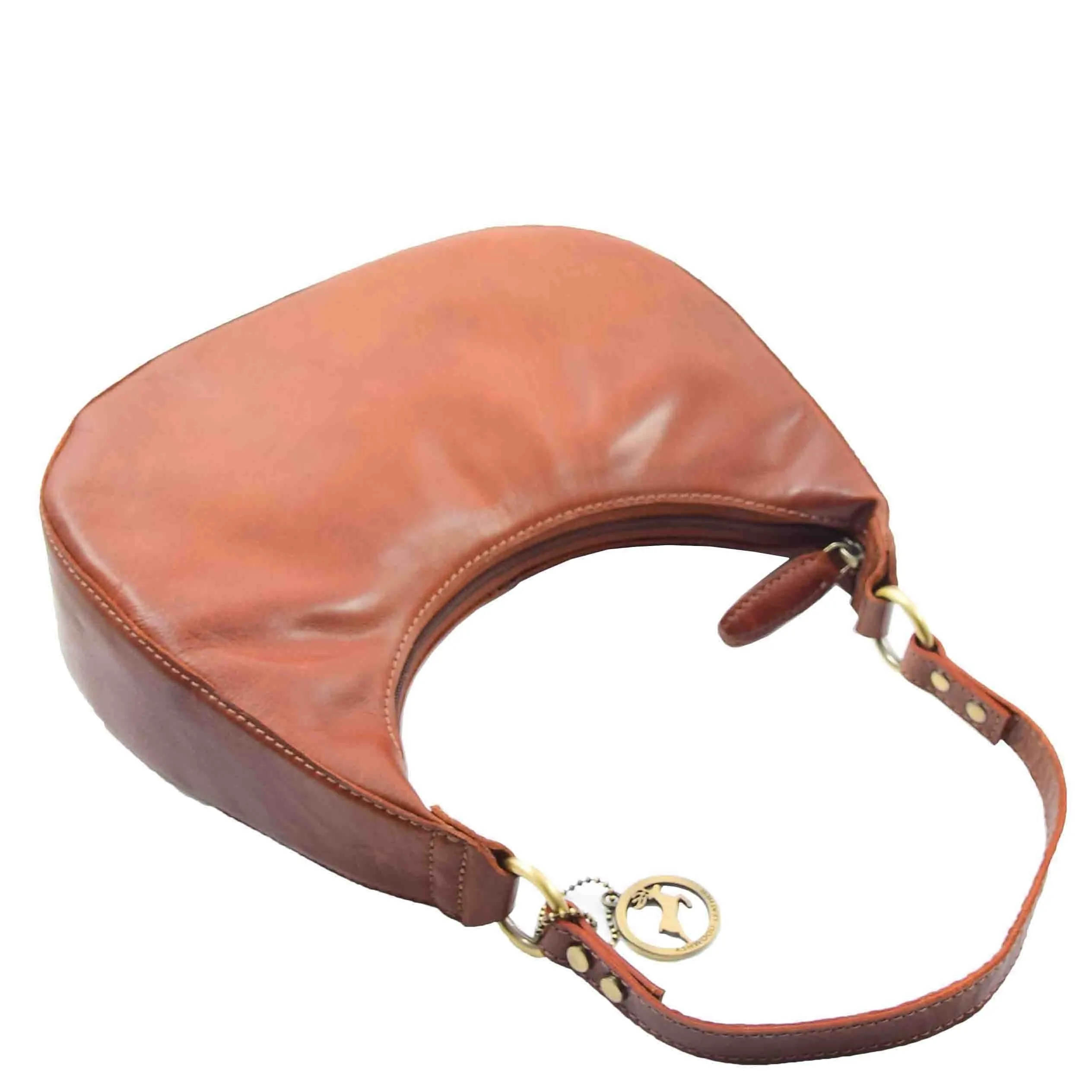 DR557 Women's Real Leather Classic Shoulder Hobo Bag Chestnut