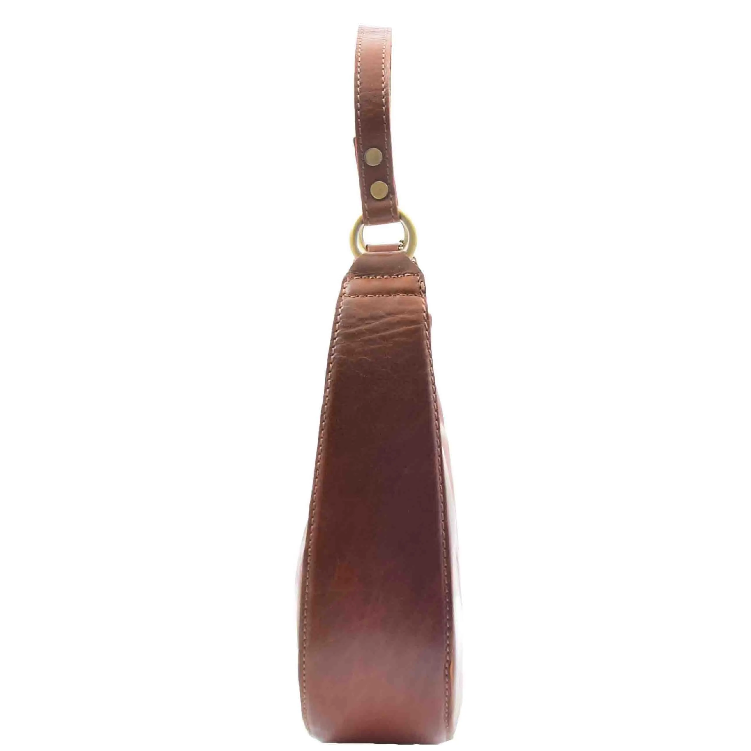 DR557 Women's Real Leather Classic Shoulder Hobo Bag Chestnut