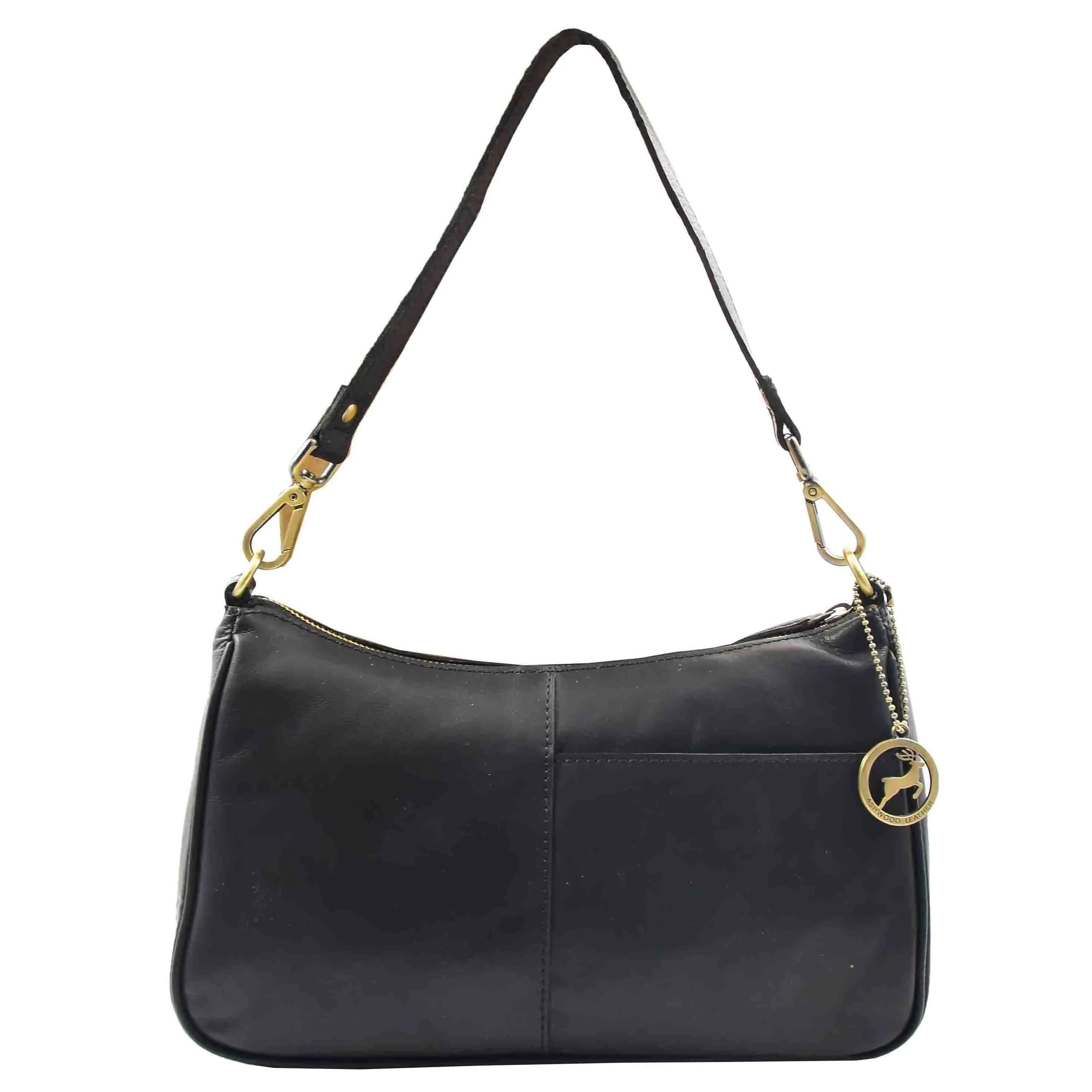DR558 Women's Genuine Leather Shoulder Cross Body Bag Black