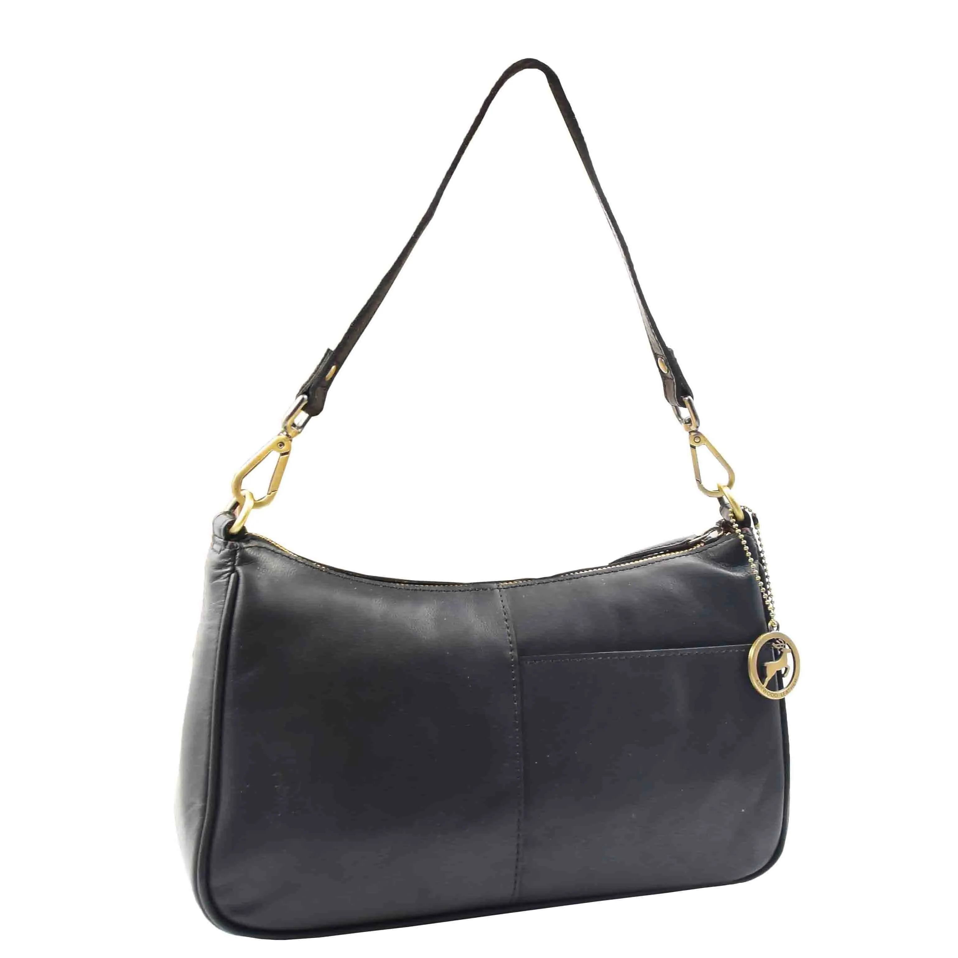 DR558 Women's Genuine Leather Shoulder Cross Body Bag Black