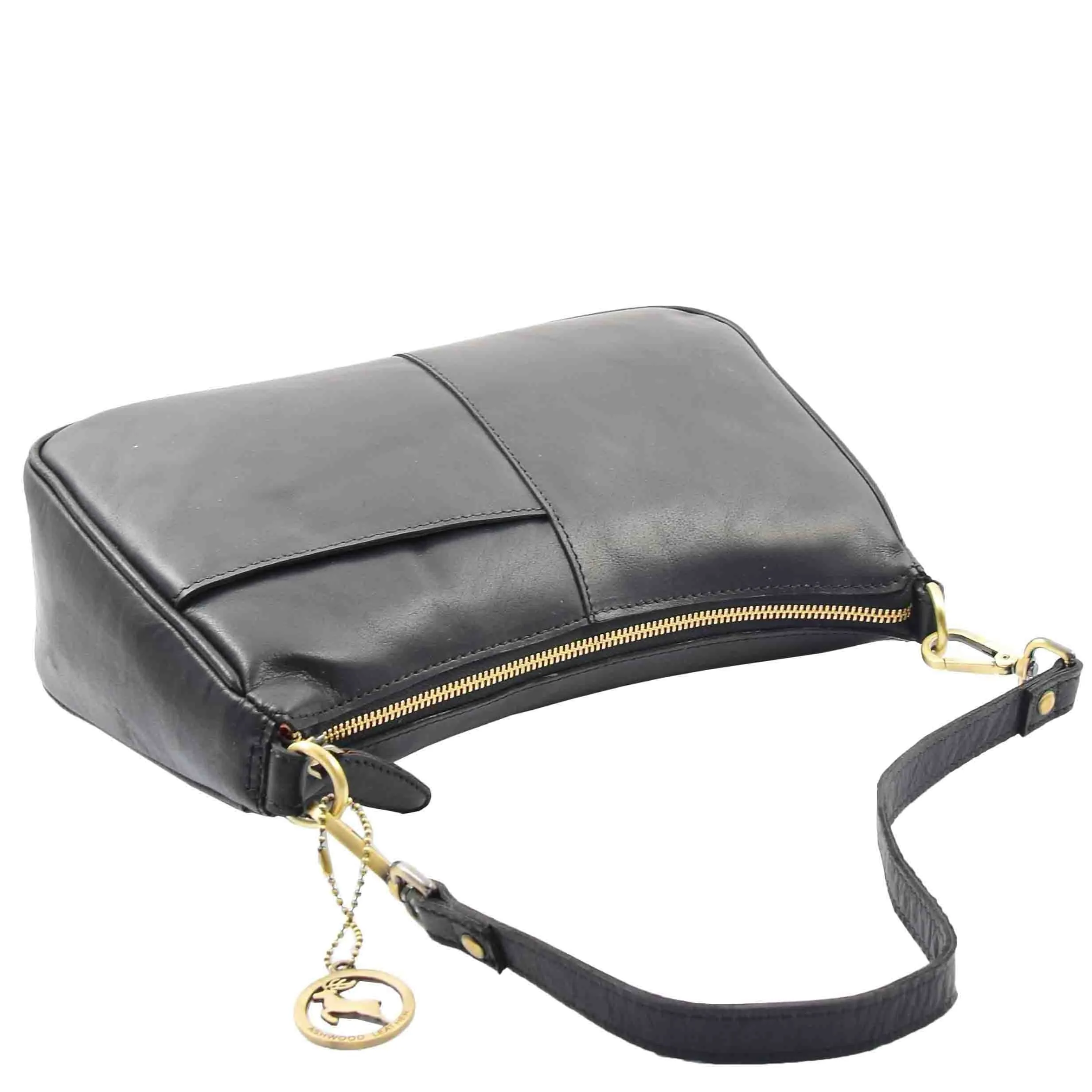 DR558 Women's Genuine Leather Shoulder Cross Body Bag Black