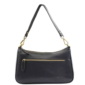 DR558 Women's Genuine Leather Shoulder Cross Body Bag Black