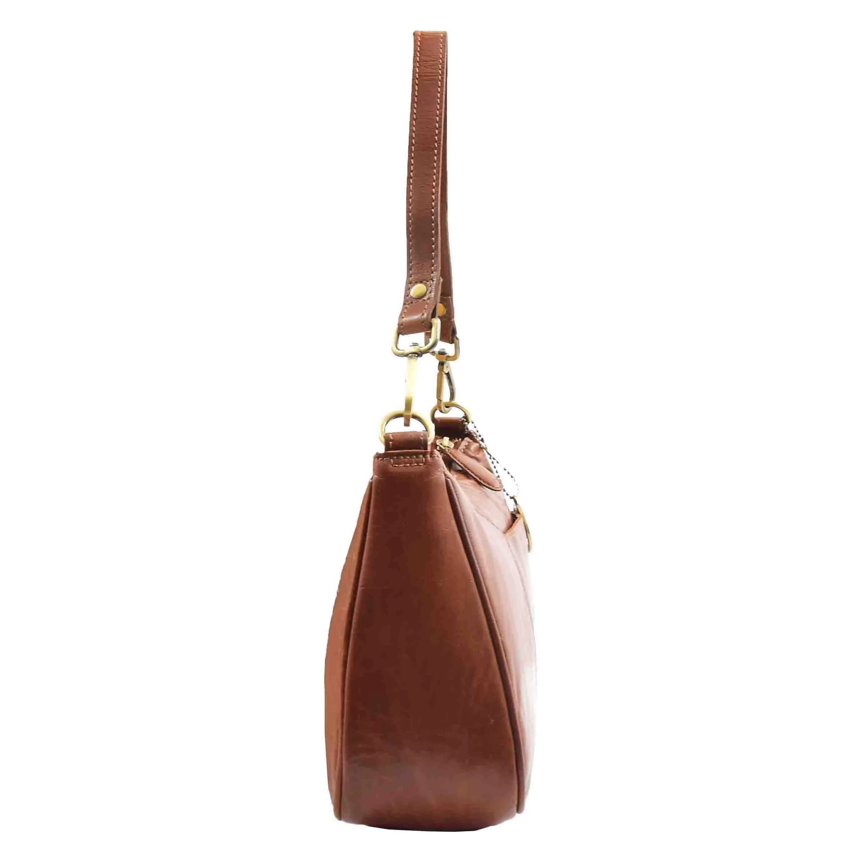 DR558 Women's Genuine Leather Shoulder Cross Body Bag Chestnut