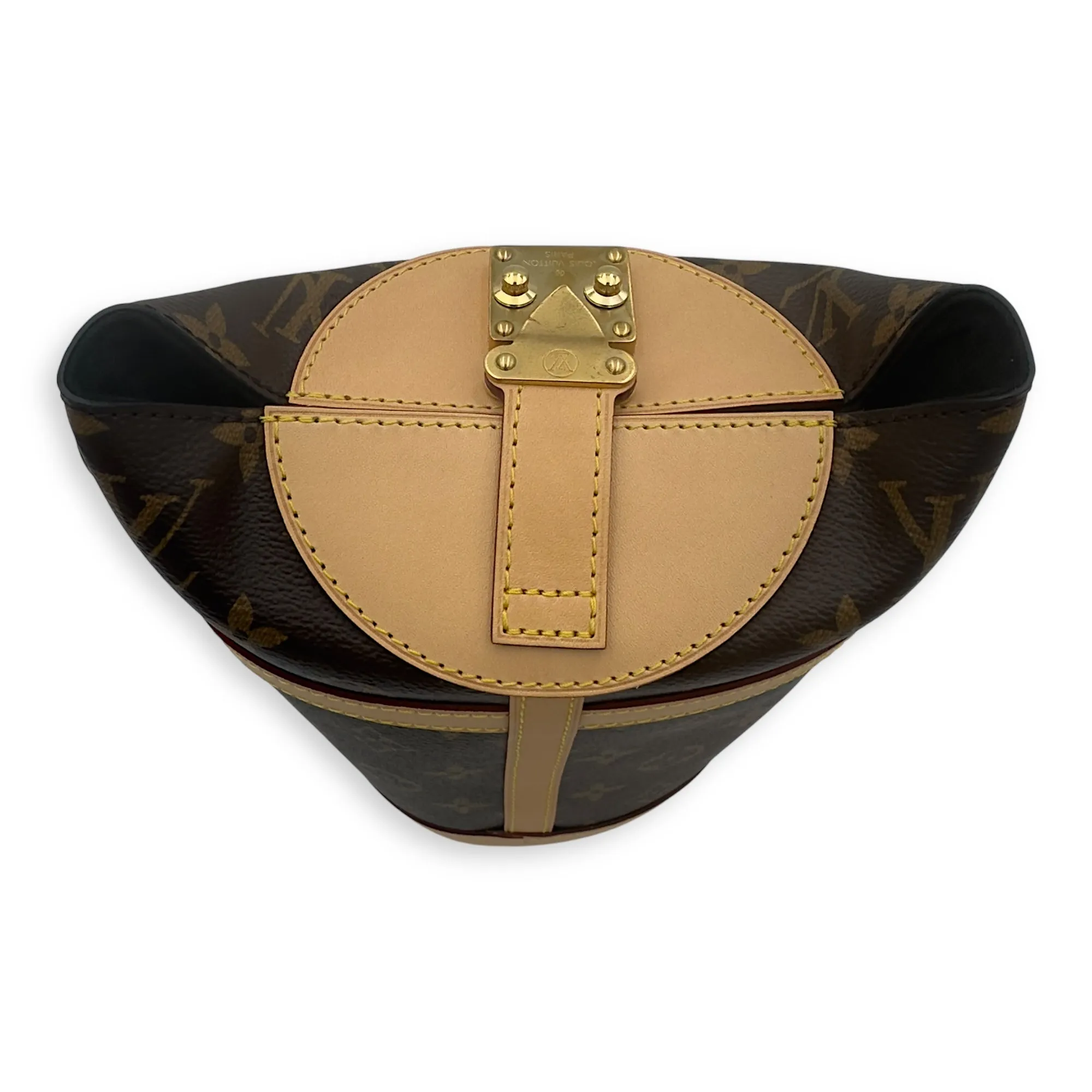 Duffle Brown Bucket Bag in Monogram Coated Canvas, Gold hardware