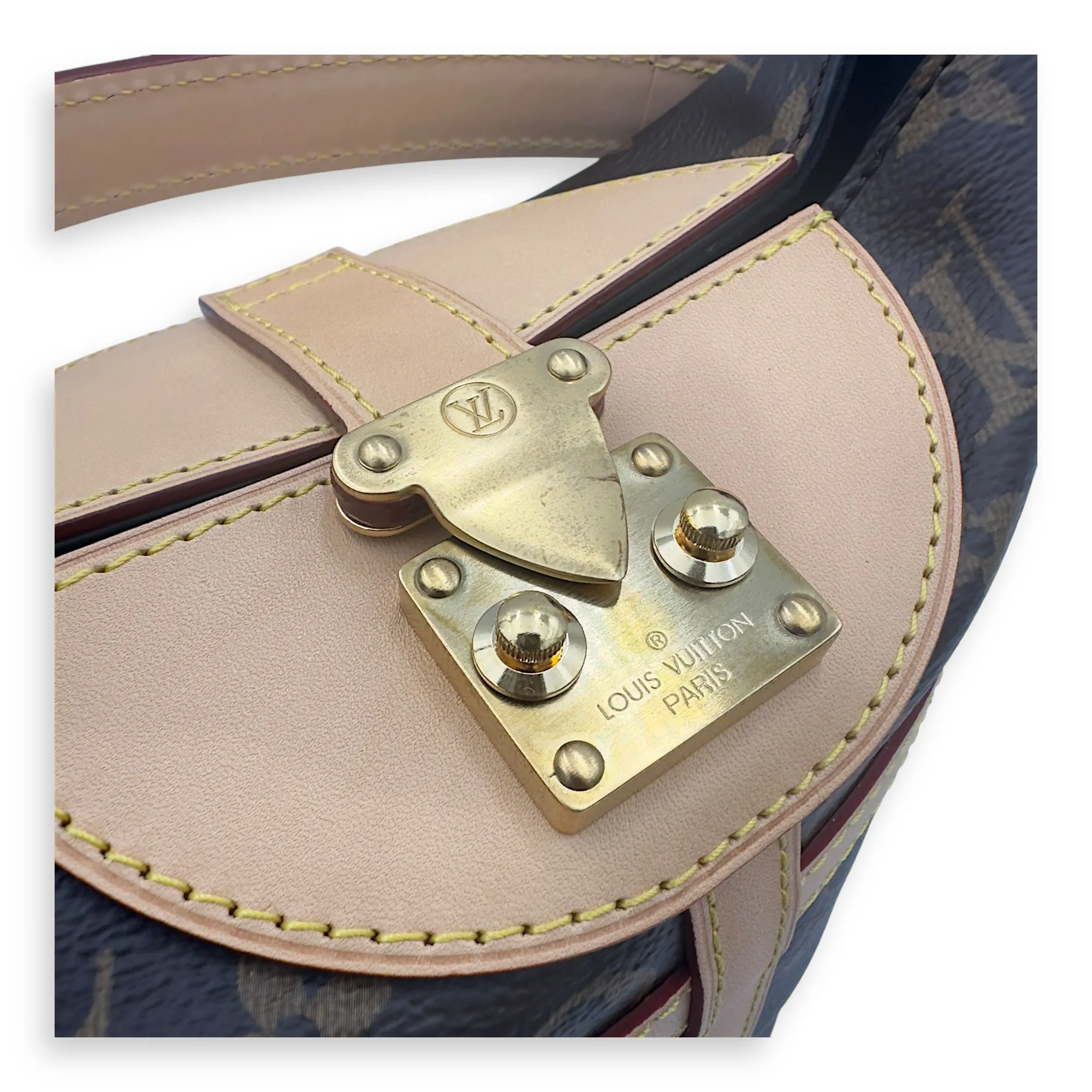 Duffle Brown Bucket Bag in Monogram Coated Canvas, Gold hardware