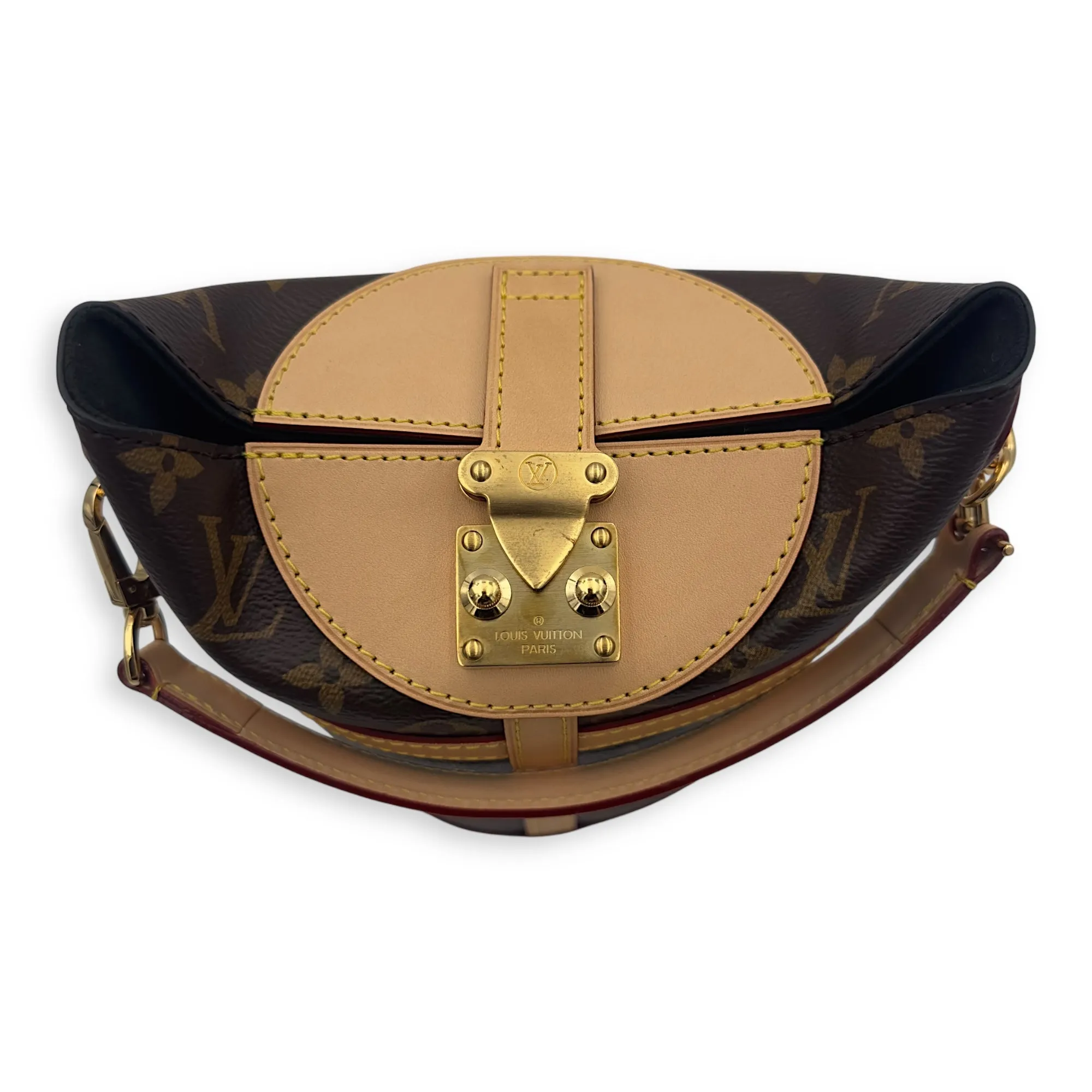 Duffle Brown Bucket Bag in Monogram Coated Canvas, Gold hardware