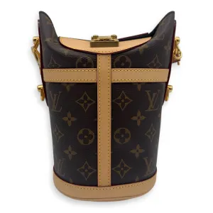 Duffle Brown Bucket Bag in Monogram Coated Canvas, Gold hardware