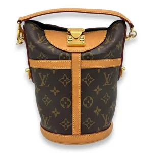 Duffle Brown Top Handle Bag in Monogram Coated Canvas, Gold hardware