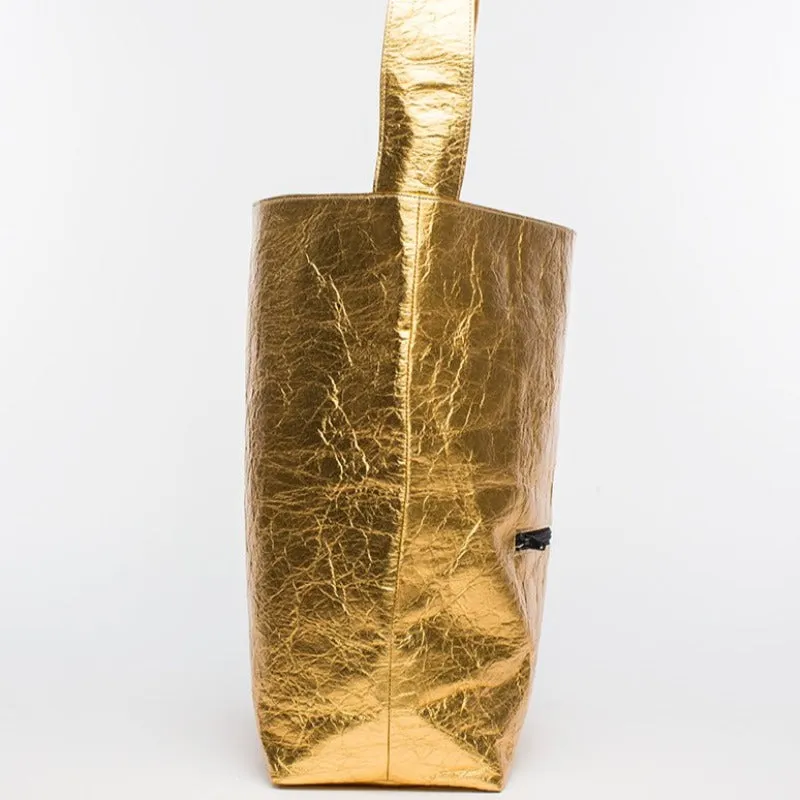 Earth Bag Hobo, Gold Pinatex (Upcycled Billboard Bags)