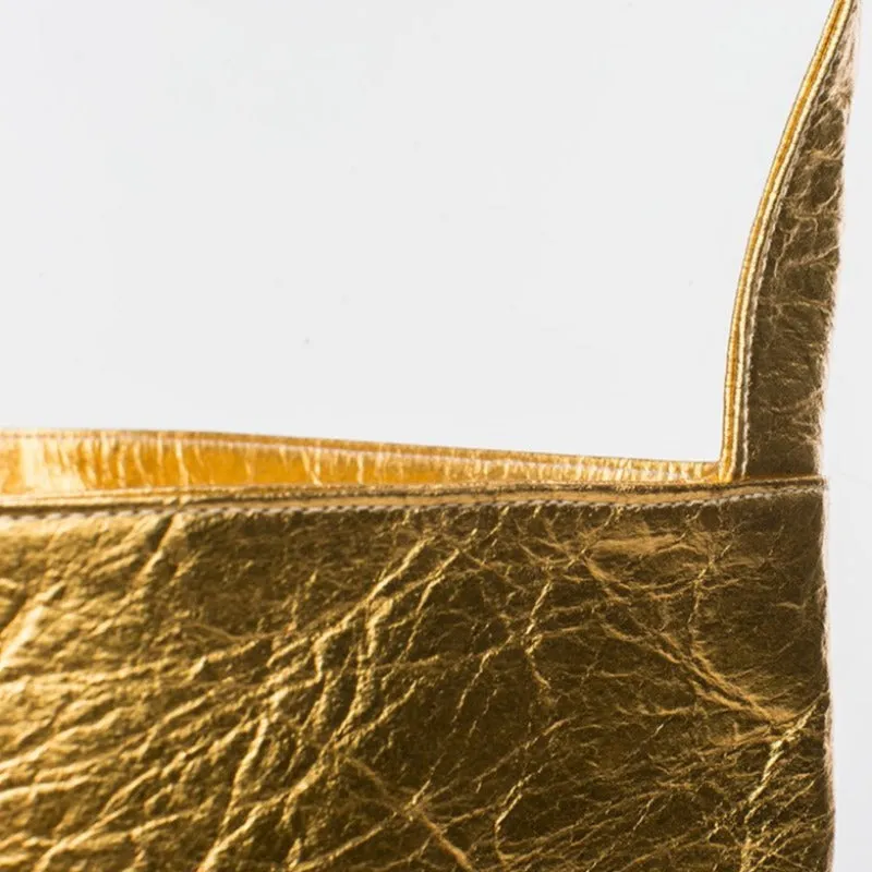 Earth Bag Hobo, Gold Pinatex (Upcycled Billboard Bags)