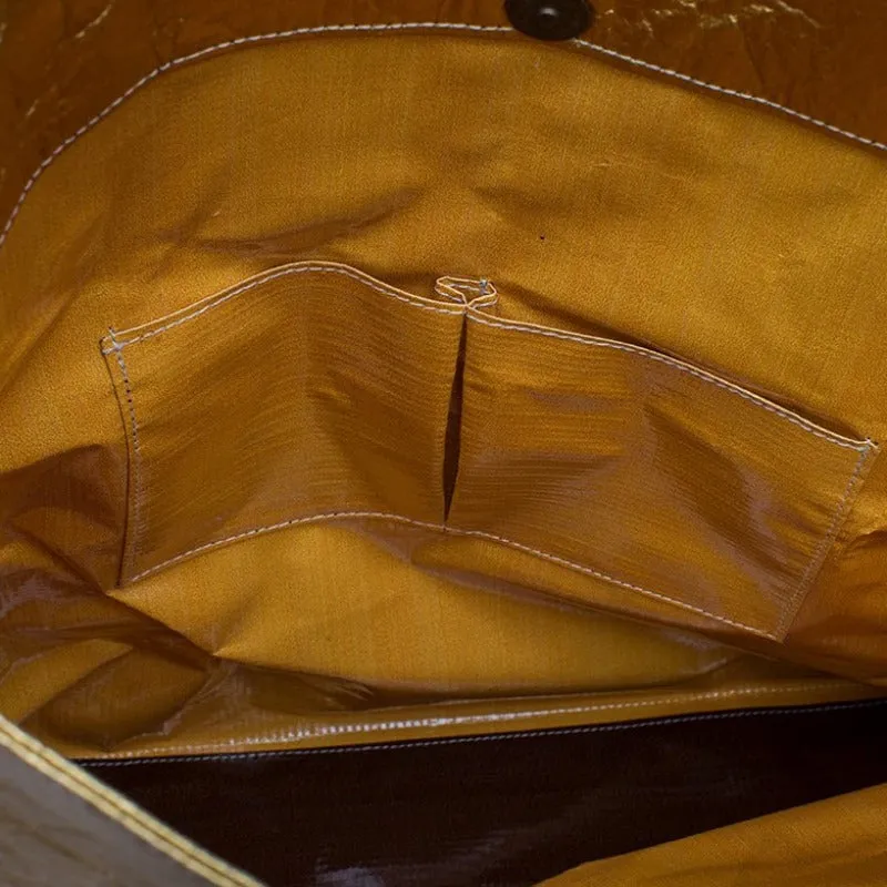 Earth Bag Hobo, Gold Pinatex (Upcycled Billboard Bags)