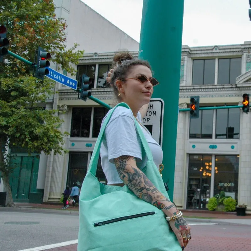 Earth Bag Hobo, Seafoam Green (Upcycled Billboard Bags)