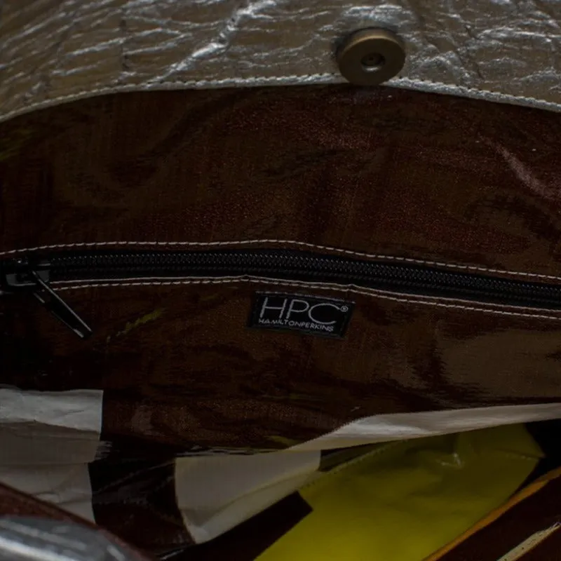 Earth Bag Hobo, Silver Pinatex (Upcycled Billboard Bags)