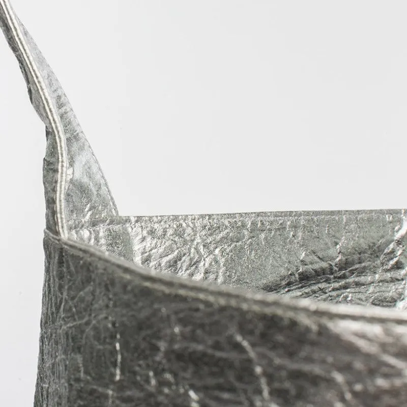Earth Bag Hobo, Silver Pinatex (Upcycled Billboard Bags)